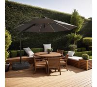 FWSTYLE 3.5X3.5M Garden Parasol Standing Dark Grey Cantilever Square Base Weather Resistant