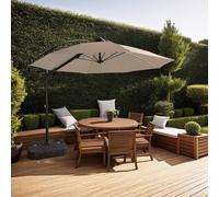 Fwstyle 3.5X3.5M Garden Parasol Standing Natural Cantilever Square Base Weather Resistant In Beige Beige One Size