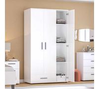 Fwstyle 3 Door 1 Drawer Matt White Large Wardrobe