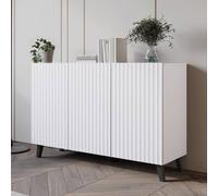Fwstyle 3 Door Matt White Scalloped Sideboard (H) 76 (W) 120 (D) 39Cm White One Size
