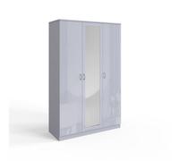Fwstyle 3 Door Triple Mirrored Wardrobe Gloss Grey