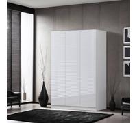 Fwstyle 3 Door White Gloss Triple Wardrobe Push Open Soft Closing White