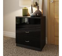 Fwstyle 3 Drawer Bedside Chest Of Drawers Black Gloss Nightstand