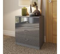 Fwstyle 3 Drawer Bedside Chest Of Drawers Grey Gloss Nightstand