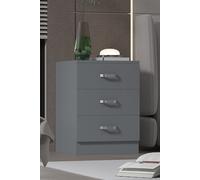 FWStyle 3 Drawer Bedside Table Chest Of Drawers Matt Grey FWStyle Grey