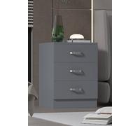 Fwstyle 3 Drawer Bedside Table Chest Of Drawers Matt Grey Grey