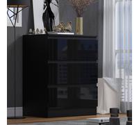 Fwstyle 3 Drawer Black Gloss Chest Of Drawers Scratch Resistant Black One Size