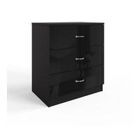 Fwstyle 3 Drawer Chest Of Drawers Gloss Black
