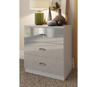 High Gloss 3 Drawer Deep Bedside Table Nightstand FWStyle Grey One Size