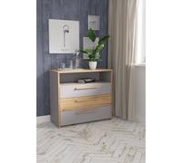 Fwstyle 3 Drawer Chest Of Drawers Matt Grey & Sonoma Oak In Brown Brown One Size