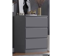 3 Drawer Chest Of Drawers Painted Dark Matt Grey Finish Bedroom Storage FWStyle Dark Grey One Size