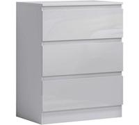 Fwstyle 3 Drawer Chest Of Drawers White Gloss Scratch Resistant (H) 77 (W) 60 (D) 40Cm