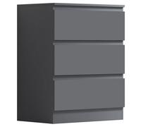 Fwstyle 3 Drawer Dark Matt Grey Chest Of Drawers (H) 77 (W) 60 (D) 40Cm