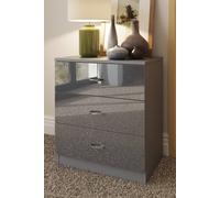 High Gloss Grey 3 Drawer Chest Modern Furniture Curved Metal Handles - Grey Gloss
