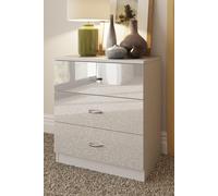 FWStyle 3 Drawer High Gloss White Bedside Chest FWStyle White One Size