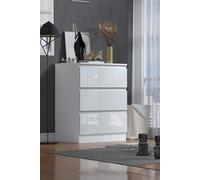 High Gloss White 3 Drawer Bedside Table Nightstand Chest Of Drawers - White Gloss