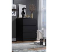 3 Drawer Matt Black Bedside Chest - Stora FWStyle Black One Size