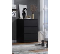 FWStyle 3 Drawer Matt Black Bedside Chest - Stora FWStyle Black