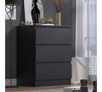 Fwstyle 3 Drawer Matt Black Chest Of Drawers Scratch Resistant In Grey Grey One Size