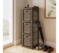 Fwstyle 3 Drawer Storage Unit Solid Mahogany & Rattan Ready Assembled Handmade