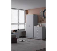 Fwstyle 3 Piece Bedroom Set Matt Grey Oak Effect Top Bedside Wardrobe Chest Grey One Size