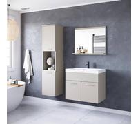 FWStyle 3 Piece Cashmere Bathroom Furniture Set With Basin in Beige FWStyle Beige