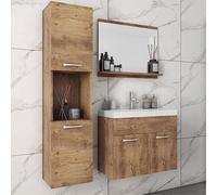 Fwstyle 3 Piece Chestnut Bathroom Furniture Set With Basin In Brown Brown One Size