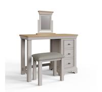 Fwstyle 3 Piece Dressing Table Set Dove Grey Painted Oak Ready Assembled Grey One Size