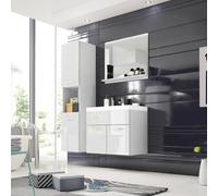 Fwstyle 3 Piece Matt White & White Gloss Bathroom Furniture Set With Basin White One Size