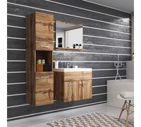 Fwstyle 3 Piece Wotan Oak Bathroom Furniture Set With Basin Multi One Size