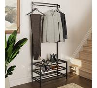 Fwstyle 3 Tier Industrial Style Hallway Storage Rail Shoe Rack