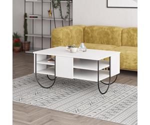 Fwstyle 3 Tier Painted White Coffee Table Scratch Resistant Black Metal Frame