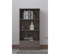 Fwstyle 3 Tier Rustic Oak Bookcase With Drawer In Brown Brown