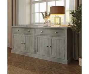 FWSTYLE 4 Door 2 Drawer Sideboard Solid Reclaimed Pine Limewashed Finish