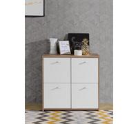 FWSTYLE 4 Door Sonoma Oak Matt White Storage Cabinet