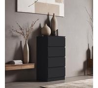 FWStyle 4 Drawer Black Chest Of Drawers Scratch Resistant FWStyle Black