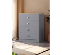 Fwstyle 4 Drawer Chest Matt Grey Oak Effect Top Bedroom Furniture Grey One Size