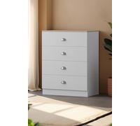 FWStyle 4 Drawer Chest Matt White Oak Effect Top Bedroom Furniture FWStyle White