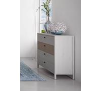 Fwstyle 4 Drawer Chest Of Drawers Whitewash Oak & Linen Finish White