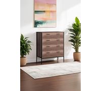 FWStyle 4 Drawer Cracked Oak Effect Chest Of Drawers in Brown FWStyle Brown