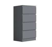 FWStyle 4 Drawer Dark Grey Chest Of Drawers Scratch Resistant FWStyle Grey