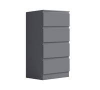 Fwstyle 4 Drawer Dark Grey Chest Of Drawers Scratch Resistant Grey One Size