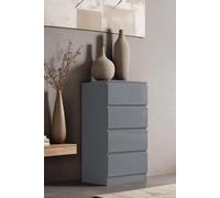 FWStyle 4 Drawer Grey Gloss Chest Of Drawers Bedroom Storage Tall Slim Design FWStyle Grey