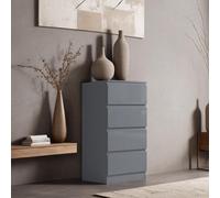 Fwstyle 4 Drawer Grey Gloss Chest Of Drawers Scratch Resistant