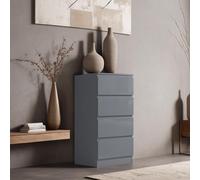 FWStyle 4 Drawer Grey Gloss Chest Of Drawers Scratch Resistant FWStyle Grey