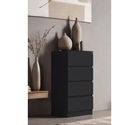 FWStyle 4 Drawer Matt Chest Of Drawers Bedroom Storage Tall Slim Space Saving in Black FWStyle Black