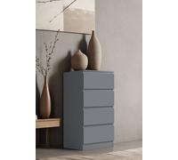 FWStyle 4 Drawer Matt Chest Of Drawers Bedroom Storage Tall Slim Space Saving in Grey FWStyle Grey