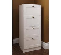 Fwstyle 4 Drawer Shaker Style Tallboy Chest Of Drawers Deep Design Bedroom Storage In White White
