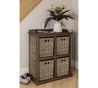 Fwstyle 4 Drawer Storage Unit Kubu Rattan Solid Mahogany Ready Assembled Handmade In Brown Brown