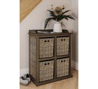 4 Drawer Storage Unit Kubu Rattan Solid Mahogany Ready Assembled Handmade FWStyle Brown One Size